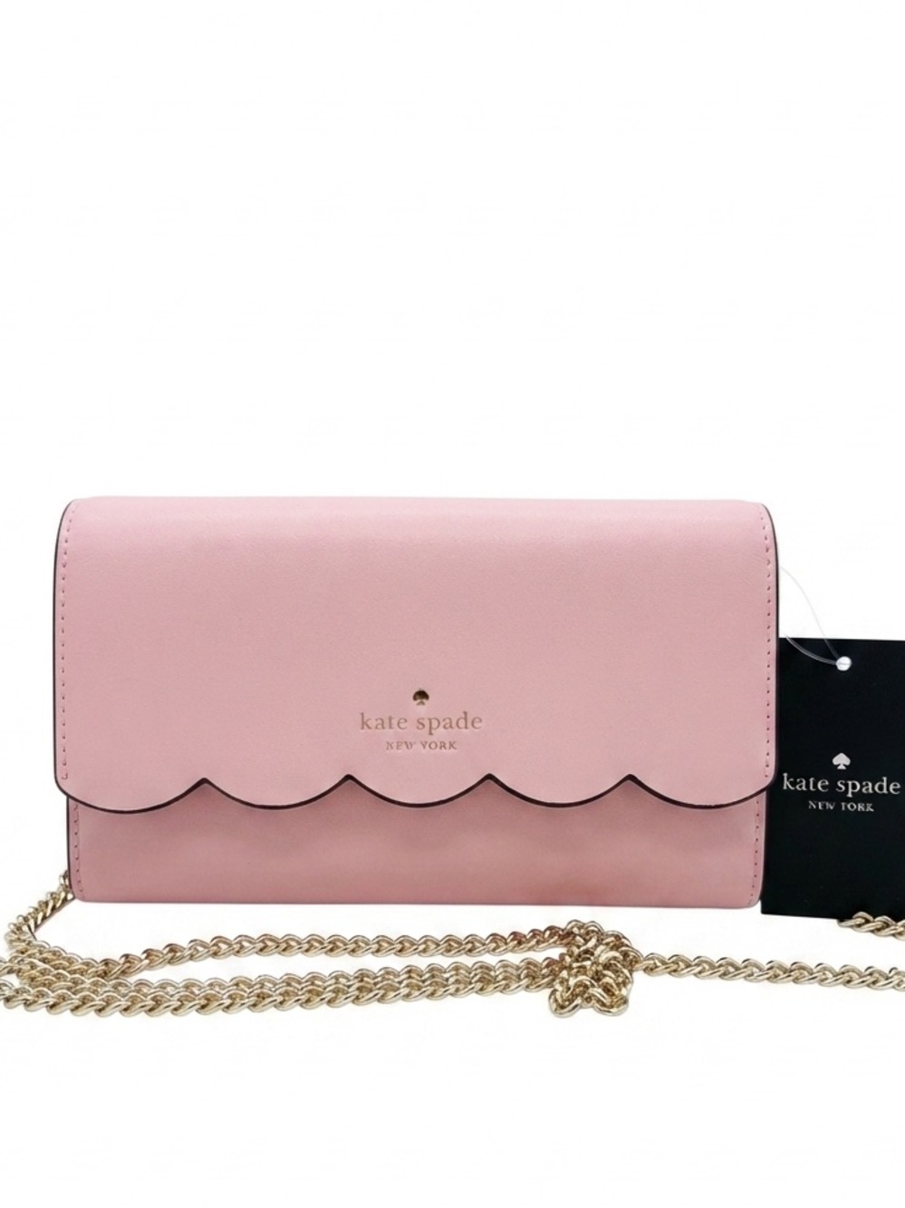 Kate Spade Gemma Leather Wallet on a Chain Shoulder Bag In Pink